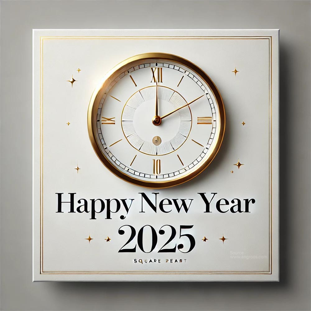 A realistic and modern New Year 2025 greeting card in square format India's Favourite Online Gift Shop