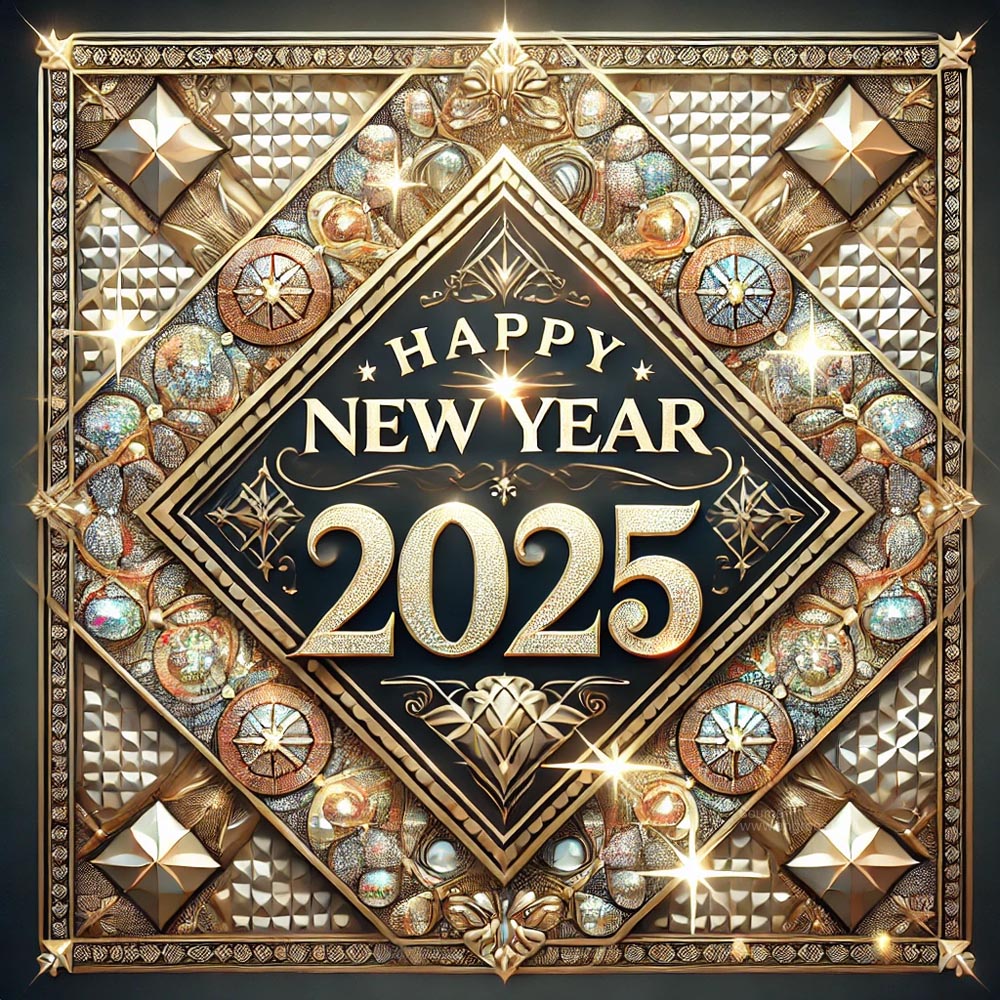 An ultra luxurious New Year 2025 greeting card in square format India's Favourite Online Gift Shop