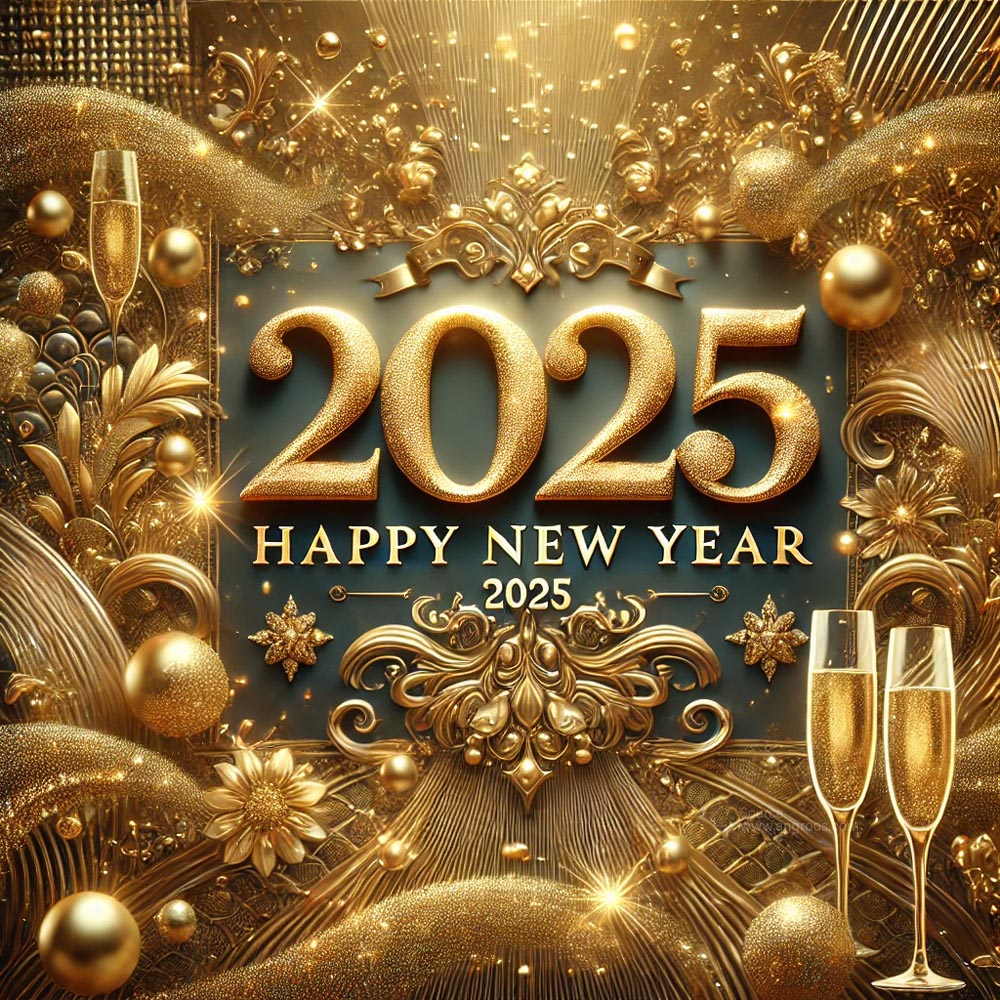 An ultra realistic New Year 2025 celebration greeting card India's Favourite Online Gift Shop