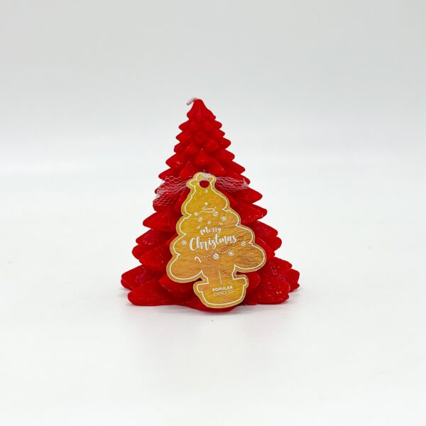 Red Christmas Tree Candle - Festive Holiday Décor & Gift - Image 2