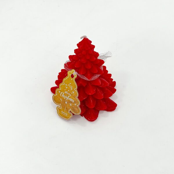 Red Christmas Tree Candle - Festive Holiday Décor & Gift - Image 3