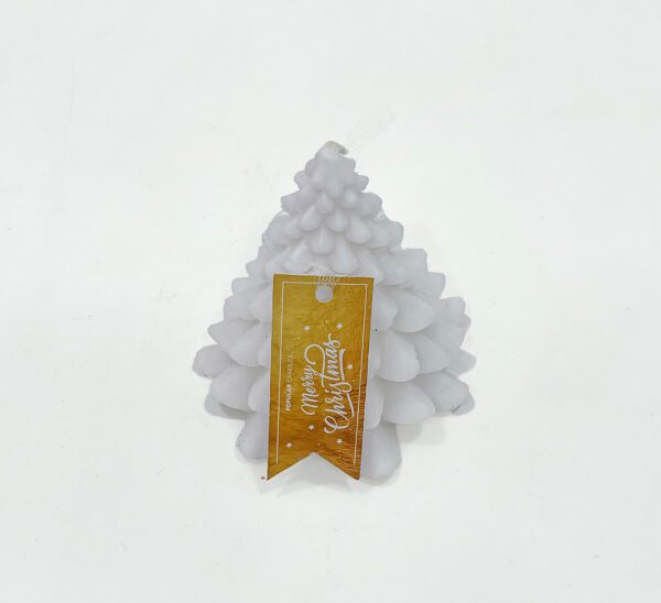 Elegant White Christmas Tree Candle - Festive Holiday Décor - Image 2