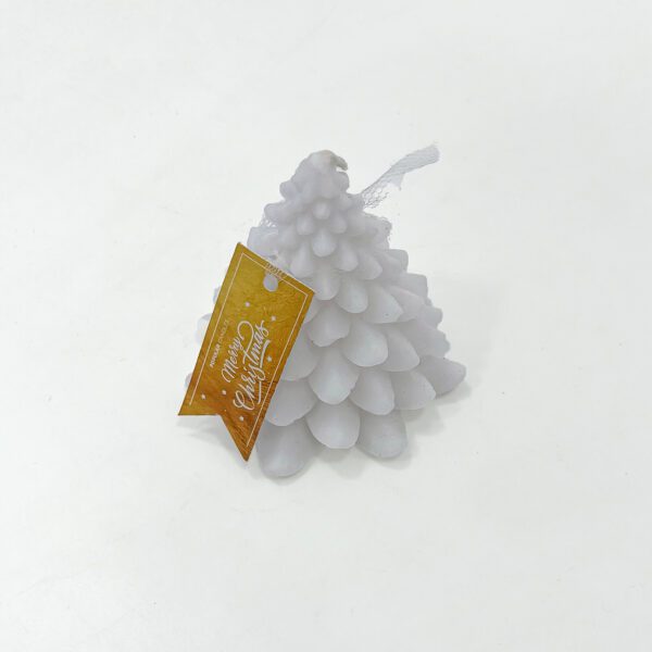 Elegant White Christmas Tree Candle - Festive Holiday Décor - Image 3