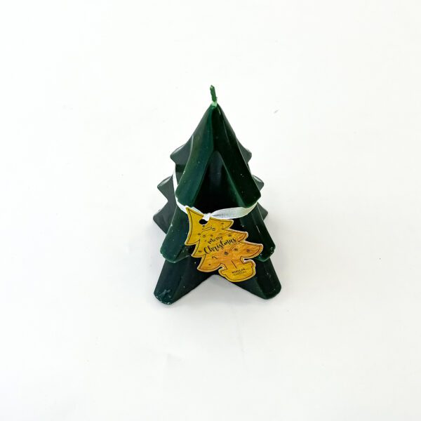 Christmas Tree Shaped Green Wax Candle - Festive Holiday Decor & Gift - Image 2