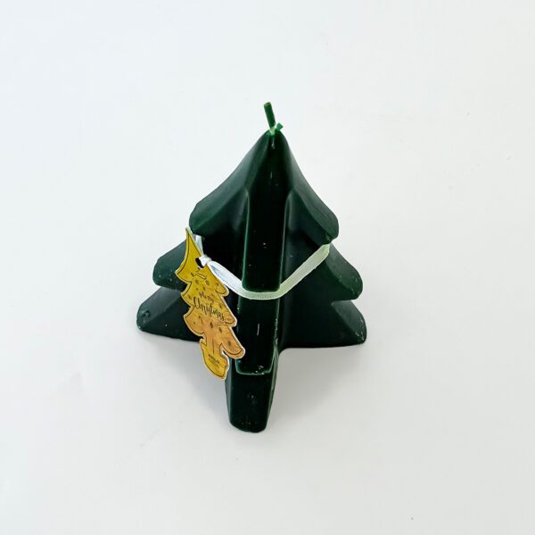 Christmas Tree Shaped Green Wax Candle - Festive Holiday Decor & Gift - Image 3