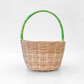 Decorative Green Striped Basket – Durable, Handcrafted Storage for Organizing & Styling