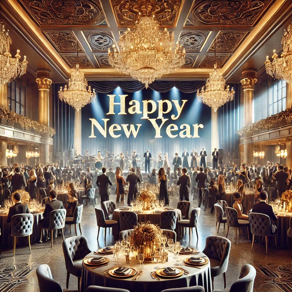 New Year celebration scene featuring a luxurious indoor India's Favourite Online Gift Shop