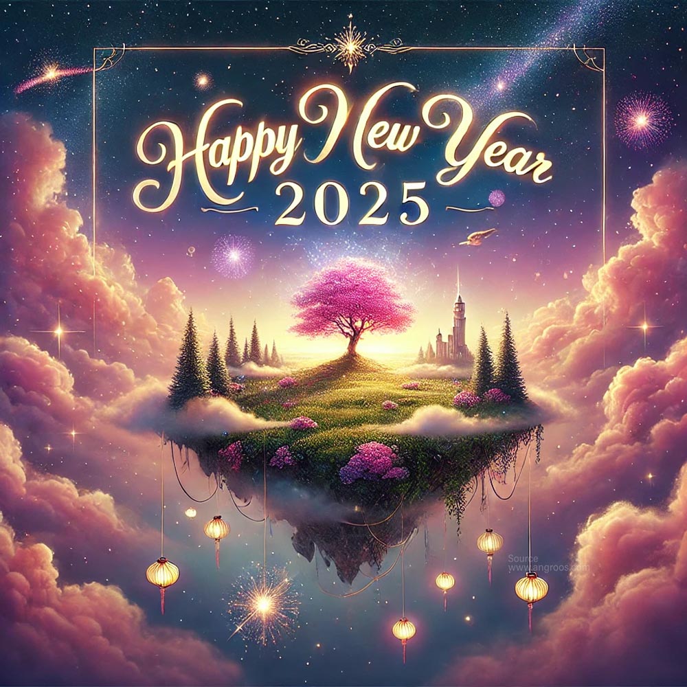 completely unique and dreamy New Year 2025 greeting card in square format India's Favourite Online Gift Shop