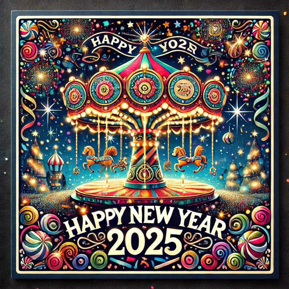 completely unique and festive New Year 2025 greeting card in square format India's Favourite Online Gift Shop