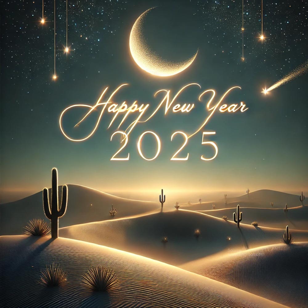 completely unique and serene New Year 2025 greeting card in square format India's Favourite Online Gift Shop