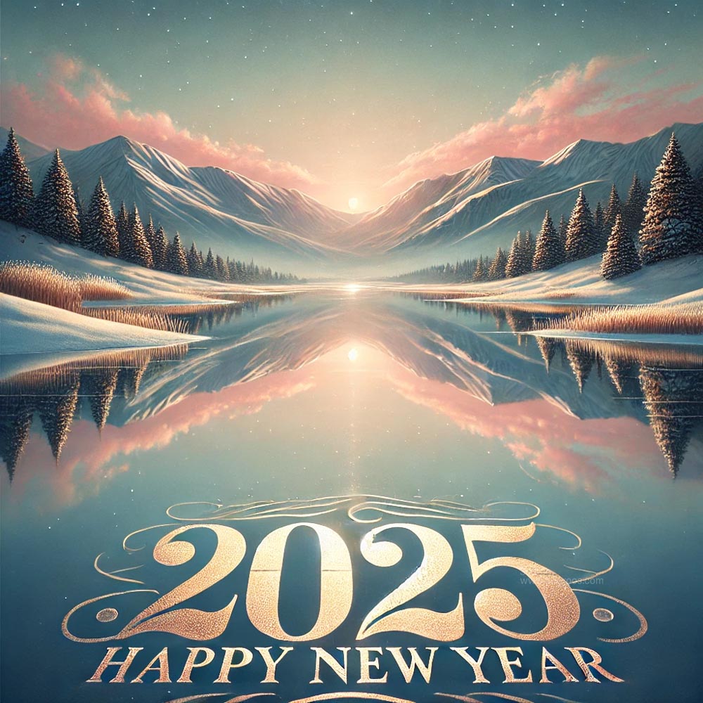 completely unique and serene New Year 2025 greeting card in square India's Favourite Online Gift Shop