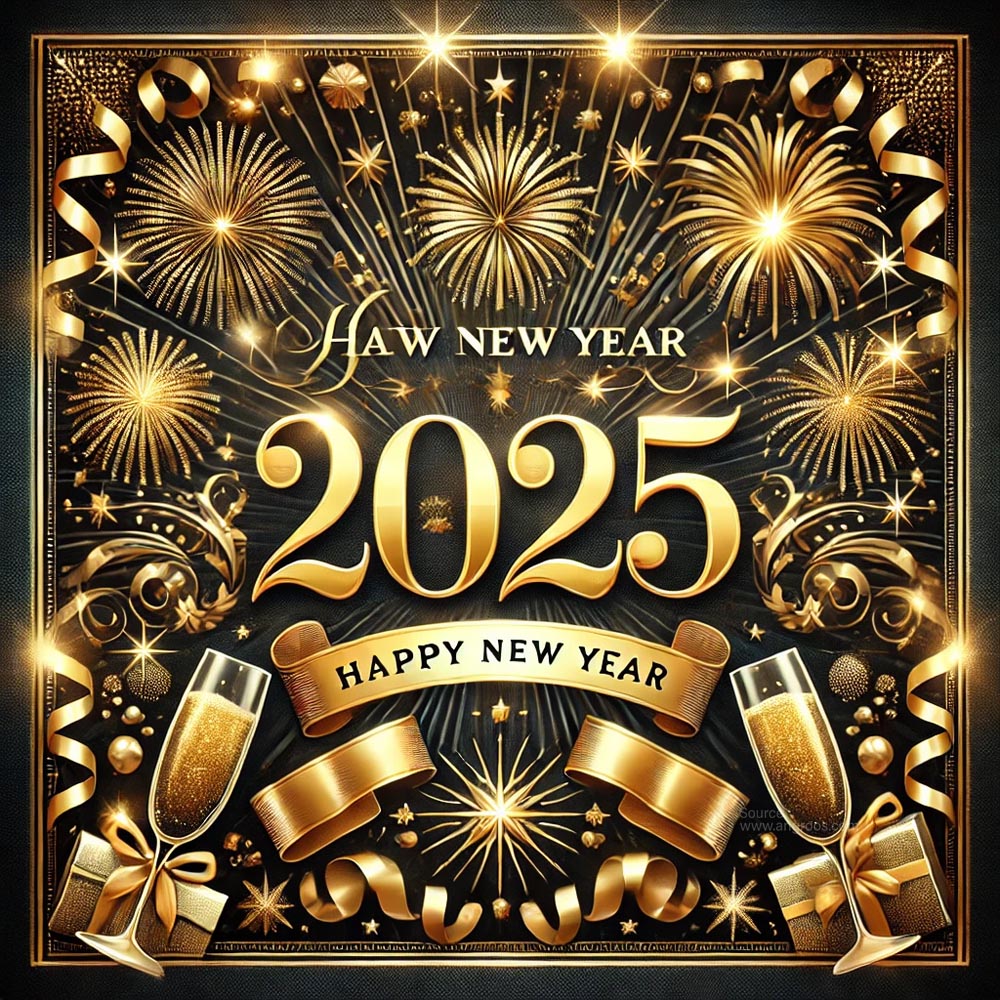 luxurious and festive New Year 2025 greeting card in square format India's Favourite Online Gift Shop