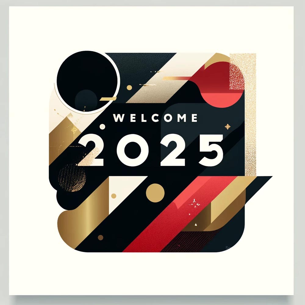 modern and abstract New Year 2025 greeting card in square format India's Favourite Online Gift Shop