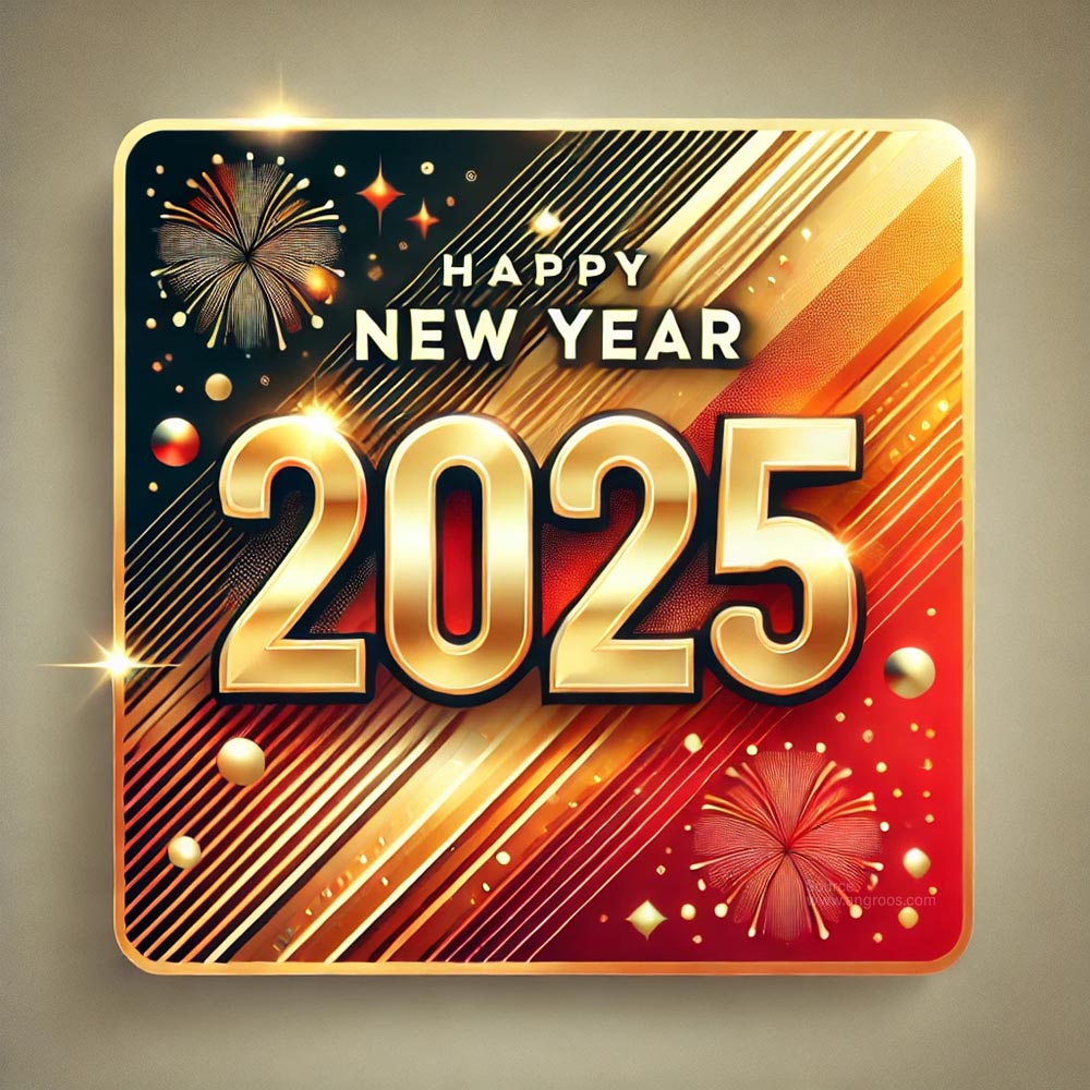 modern and festive New Year 2025 greeting card in square format India's Favourite Online Gift Shop