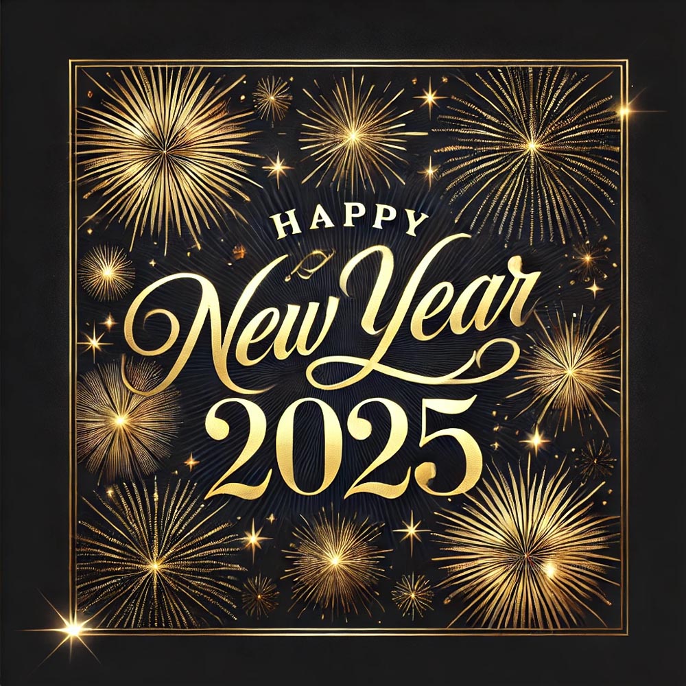 unique New Year 2025 greeting card in square format India's Favourite Online Gift Shop