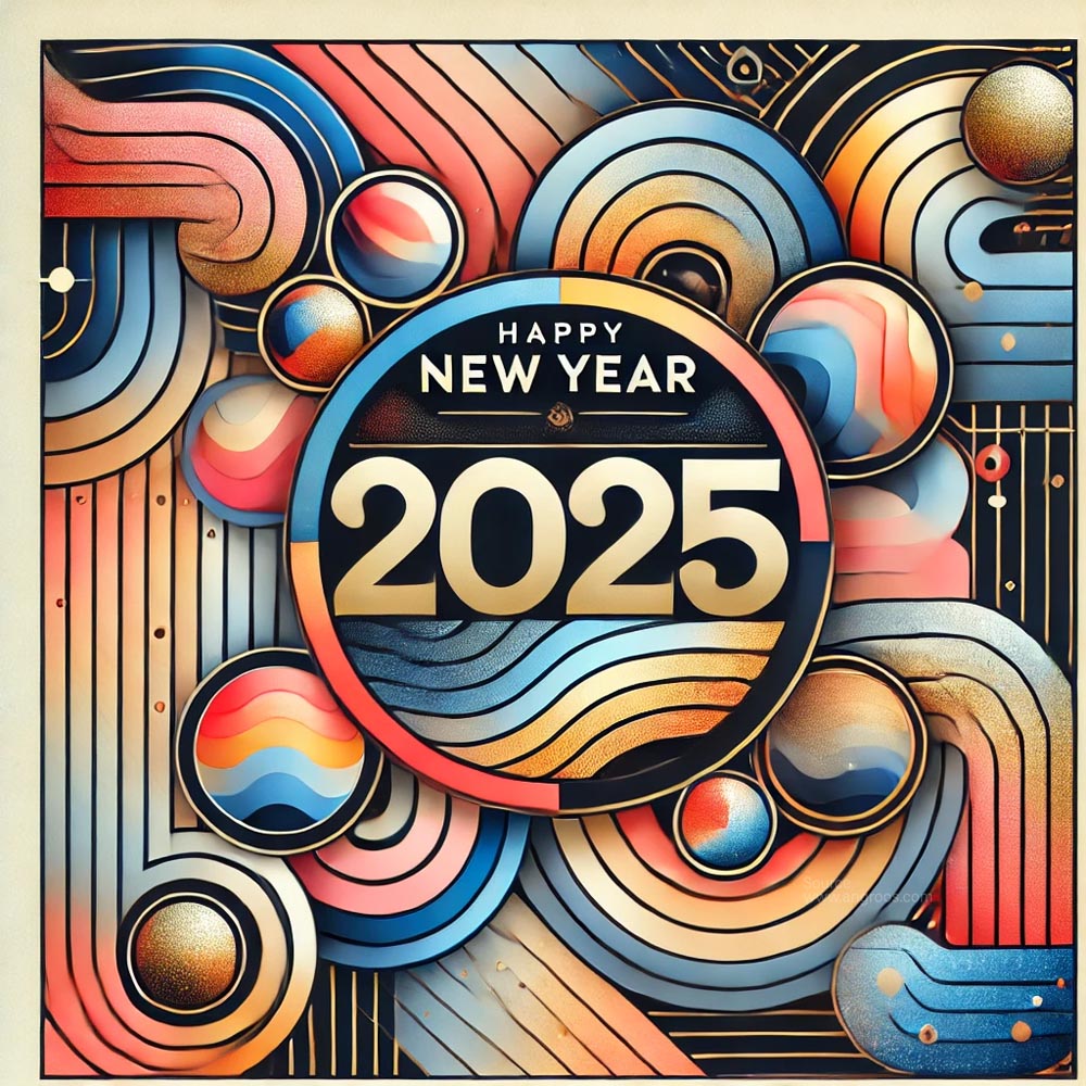 unique and artistic New Year 2025 greeting card in square format India's Favourite Online Gift Shop