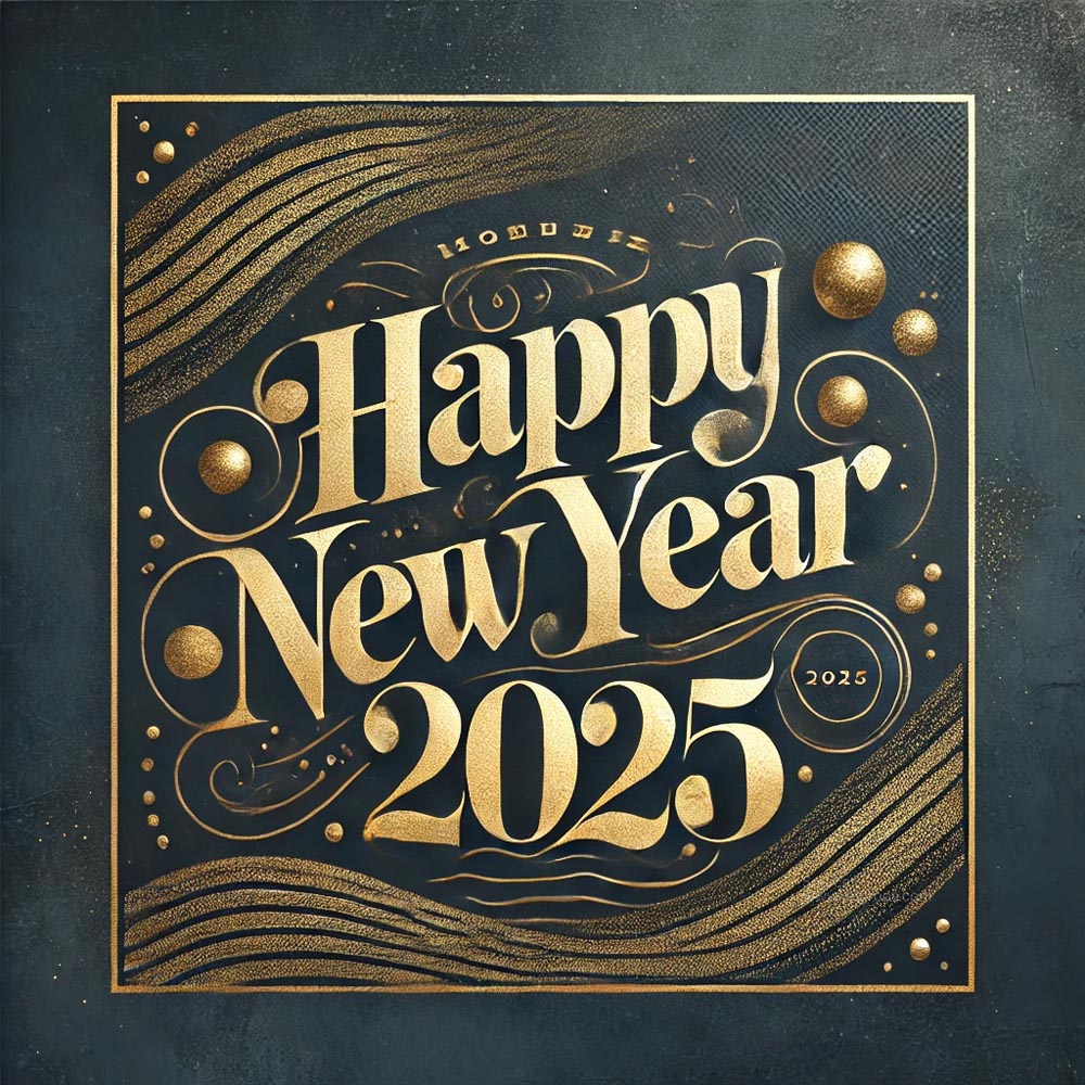 unique and elegant New Year 2025 greeting card in square format India's Favourite Online Gift Shop