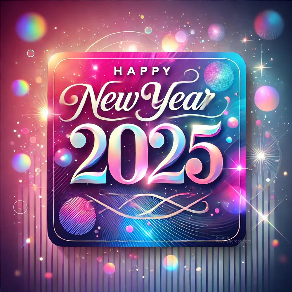 vibrant and artistic New Year 2025 greeting card in square format India's Favourite Online Gift Shop