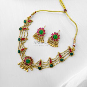 Ruby Emerald Necklace Set