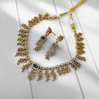 Elegant Leafy AD Necklace Set – Sparkling Regal Beauty