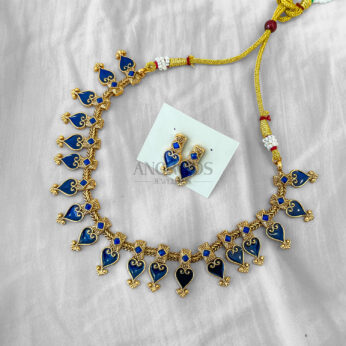 Royal Blue Enamel Necklace Set – Majestic Elegance