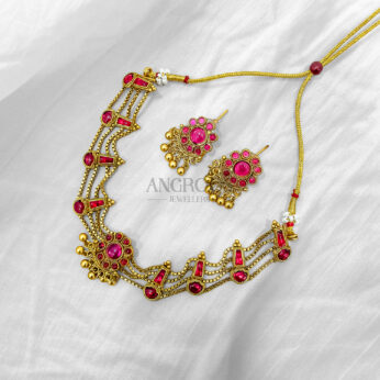 Ruby Triple Layer Necklace Set – Radiant Traditional Grace