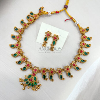 Traditional Mango Design Necklace Set – Vibrant Ethnic Charm