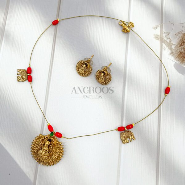 Golden Elephant Lakshmi Necklace Set