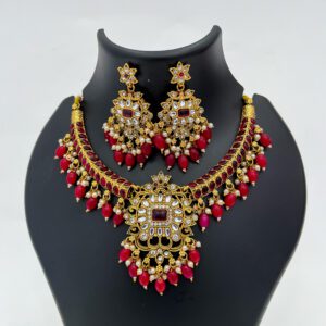 Red Stone Necklace Set