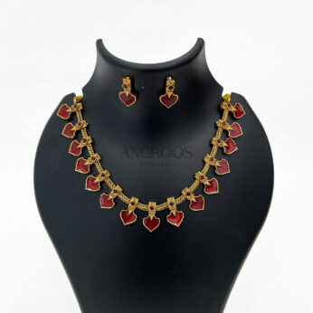 Glamorous Ruby Palakka Necklace Set – Elevate Your Wedding Look