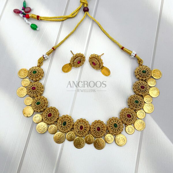 Traditional Gemstones Coin Necklace Set