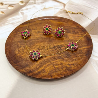 Exquisite Handcrafted Chain Flower Necklace Set – Vibrant Floral Elegance for Every Occasion