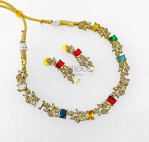 AD Stone Multi-Color Vine Necklace