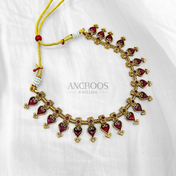 Traditional Red Palakka Necklace Set – Timeless Kerala Elegance - Image 2