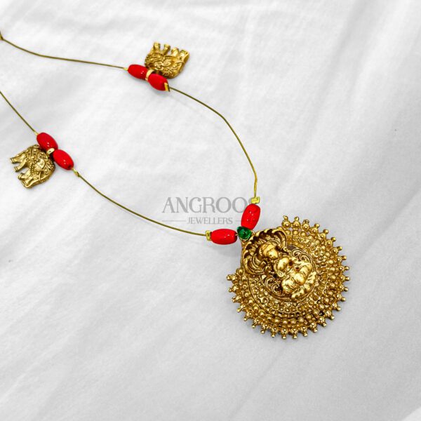 Golden Elephant Lakshmi Necklace Set – Ethnic Divine Grace - Image 2