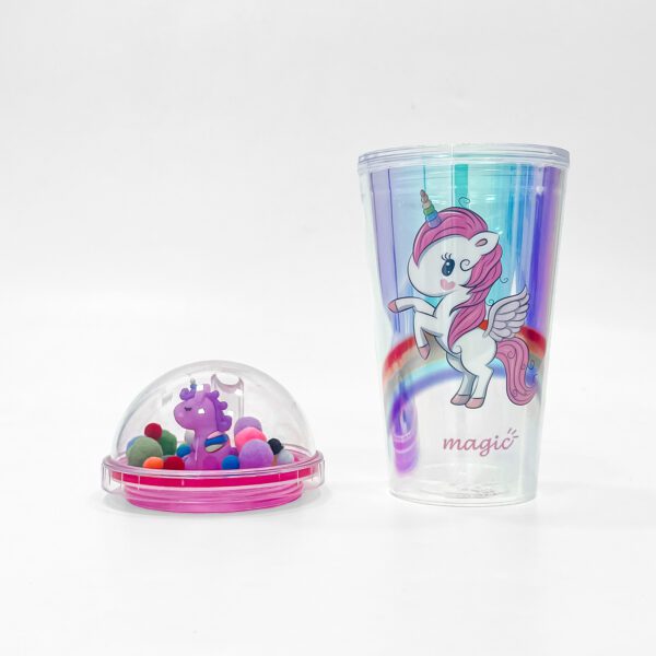 Magical Unicorn Cup – Vibrant Rainbow Drinkware for Kids with Adorable Pom-Pom Lid - Image 2