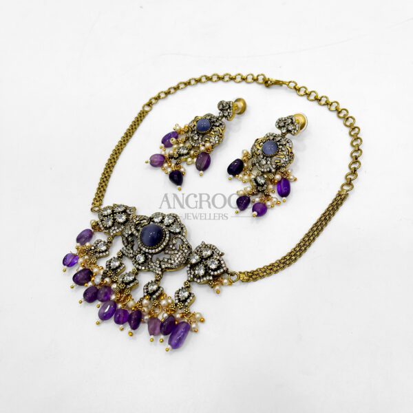 Dazzling Purple Victorian Jewellery Set - Perfect for Weddings - Image 2