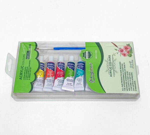 Premium Acrylic Colors Set with Brush – 6 Colors for Art Lovers - Image 2