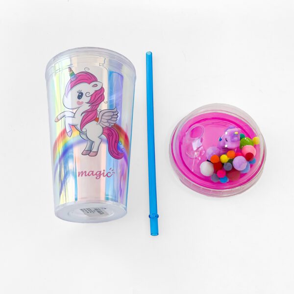 Magical Unicorn Cup – Vibrant Rainbow Drinkware for Kids with Adorable Pom-Pom Lid - Image 3