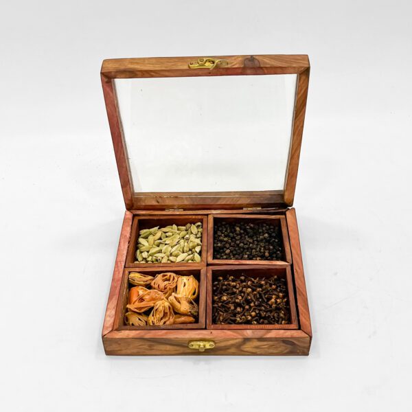 Classic Wooden Spice Organizer with Four Spices - Image 4