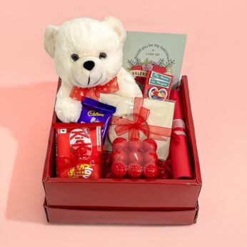 Heartfelt Valentine’s Day Gift for Her | Thoughtful Hamper with Teddy, Candle & Sweet Surprises