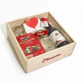 Personalized Valentine’s Gift Hamper | Elegant Wine Set with Custom Glass & Heart Light – A Romantic Surprise