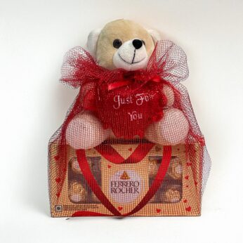 Romantic Valentine’s Chocolate Gift | Ferrero Rocher & Teddy Hamper – Sweet & Thoughtful Surprise