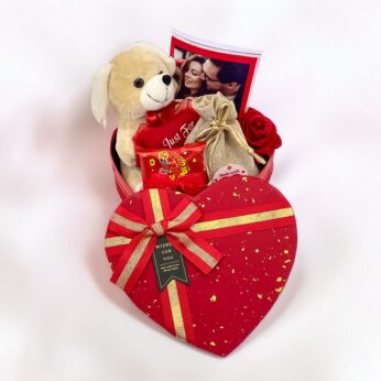 Romantic Valentine’s Day Gift for Girlfriend | Luxury Love Hamper with Teddy, Rose & Chocolates