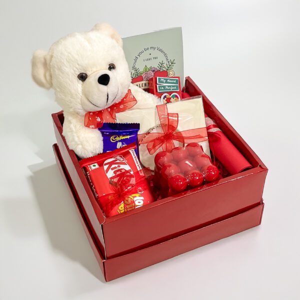 Heartfelt Valentine’s Day Gift for Her | Thoughtful Hamper with Teddy, Candle & Sweet Surprises - Image 2