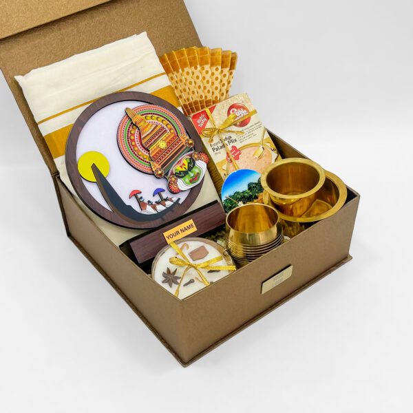 Authentic Kerala Themed Gift Box – Handcrafted Treasures in a Golden Hamper - Image 2