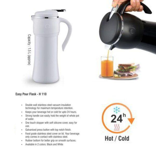 Easy Pour 1.5L Vacuum Flask | Premium Stainless Steel Thermal Jug | 24H Hot & Cold Insulation for Home & Office - Image 2