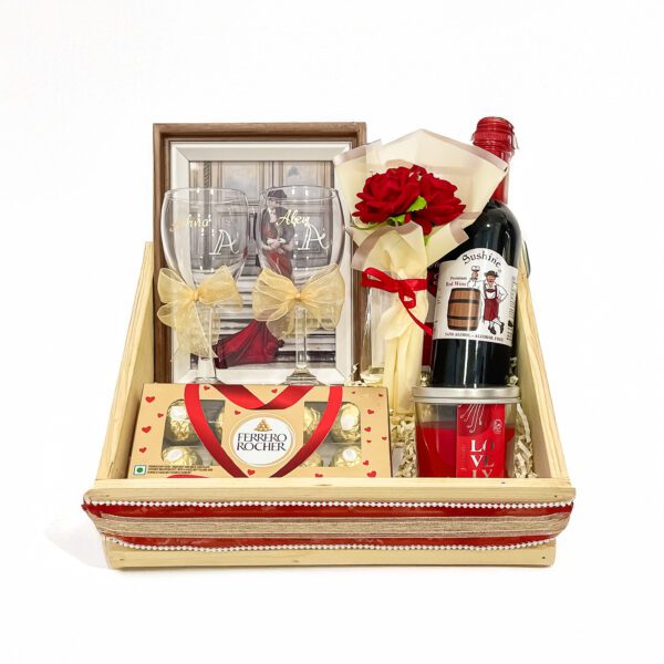 Unique Valentine's Day Gift Hamper | Romantic Wine & Chocolate Surprise for Your Love - Image 2