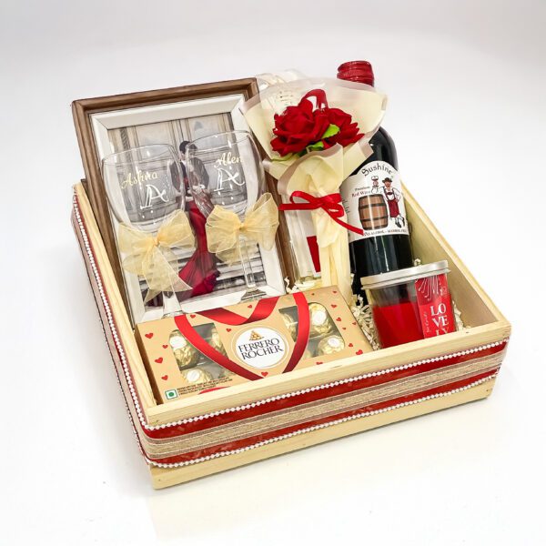 Unique Valentine's Day Gift Hamper | Romantic Wine & Chocolate Surprise for Your Love - Image 3