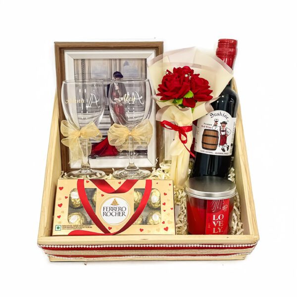 Unique Valentine's Day Gift Hamper | Romantic Wine & Chocolate Surprise for Your Love - Image 4